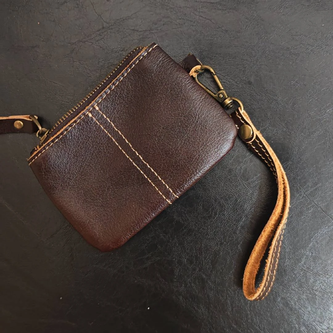 【鹿师傅】卡包零钱包气质时尚百搭女士真皮复古棕色小众气质百搭