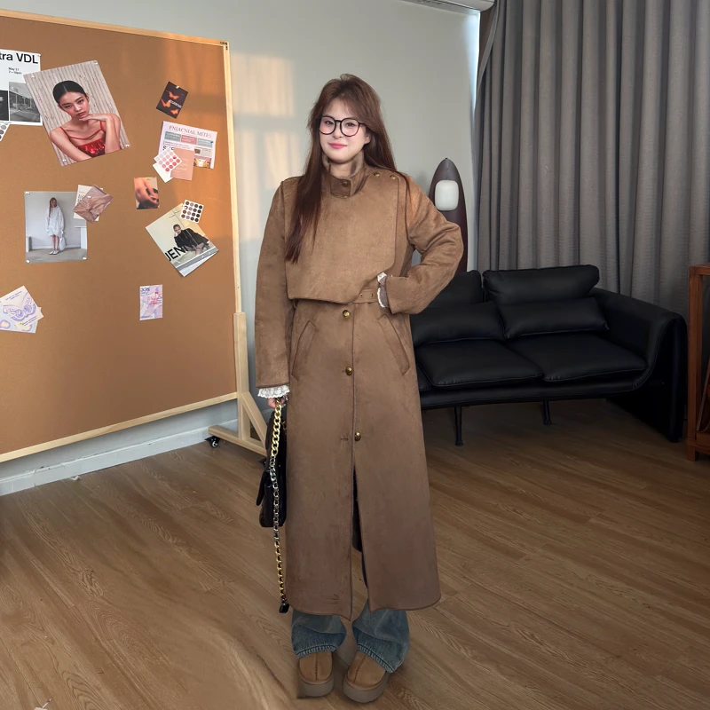 盈盈&南岛风美拉德穿搭毛呢外套女冬季胖mm加厚显瘦大衣ZYY1290