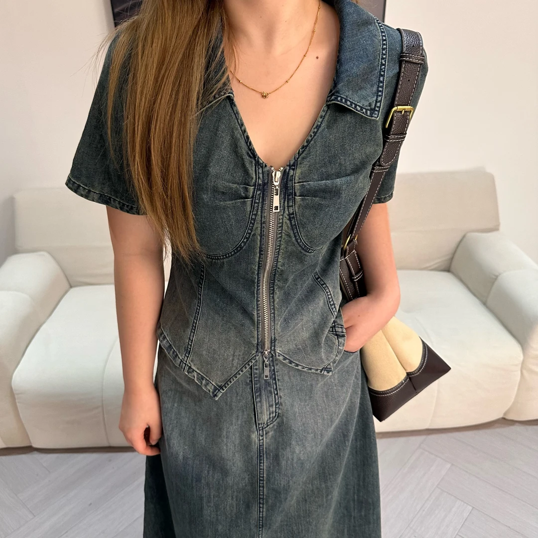 南岛风大码女装2025新款夏季胖mm显瘦微胖短袖牛仔短外套ZZZ115