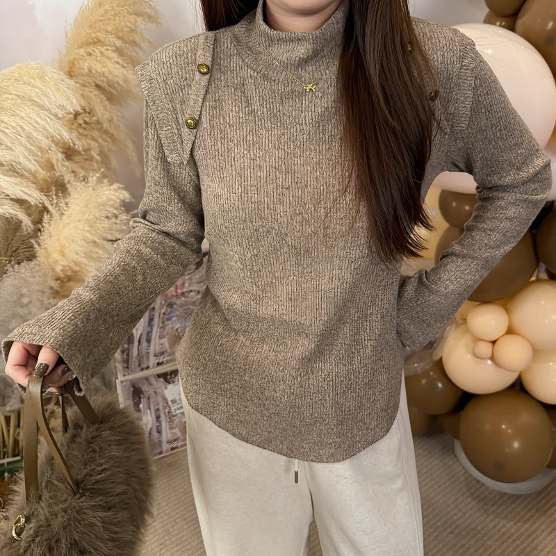 盈盈&南岛风大码女装正肩韩系毛衣女春胖mm显瘦针织打底衫ZYY1276