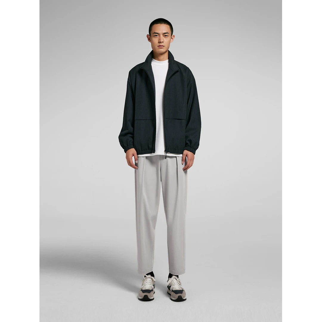 THESSNCE 轻质干爽精纺天丝羊毛质感 单褶松紧腰西裤商务休闲裤男