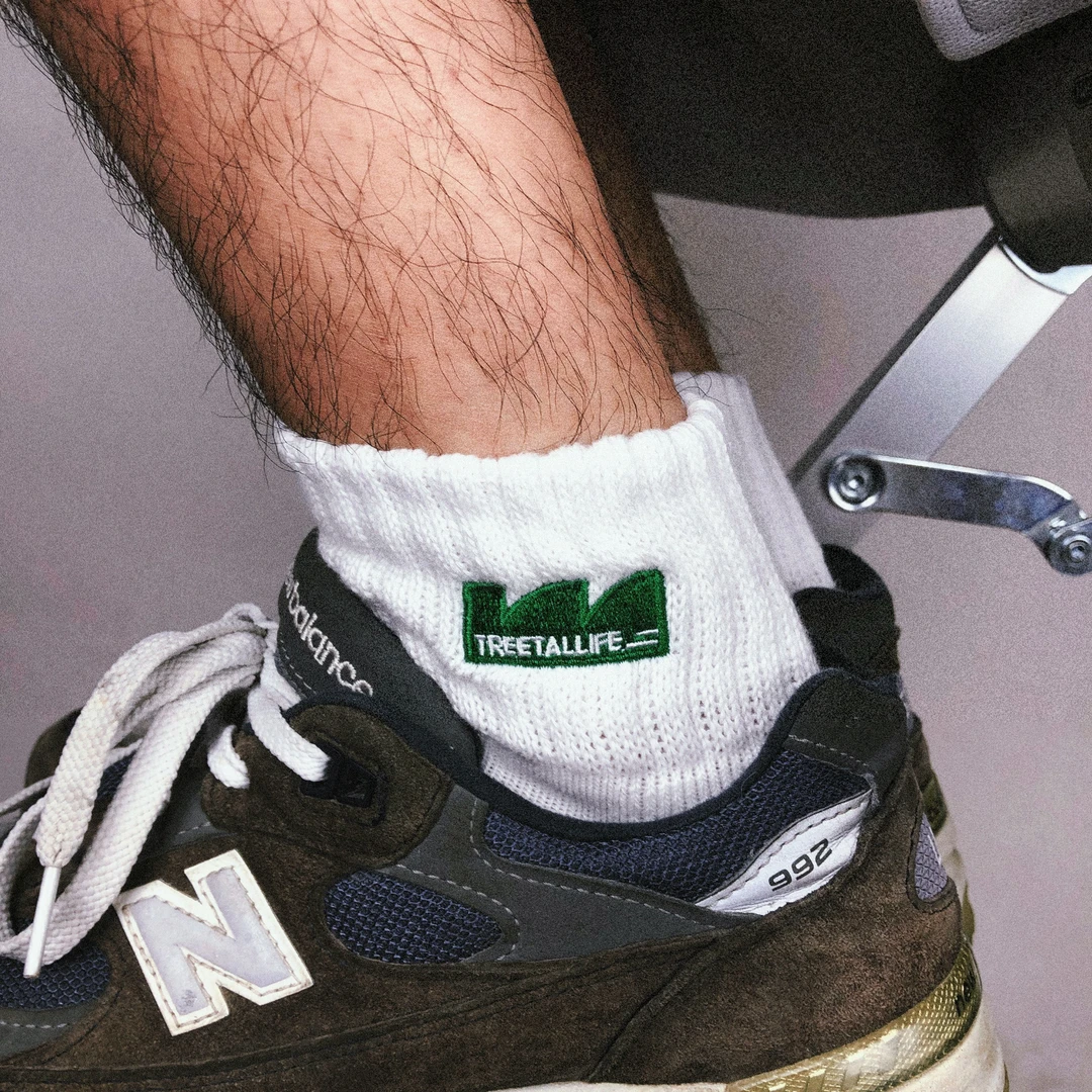 TREETALLIFE日系潮袜刺绣LOGO春秋半毛巾袜毛巾底袜短筒袜