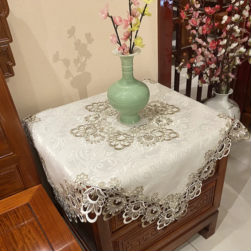 欧式床头柜盖巾83*83cm防尘罩布艺蕾丝万能盖巾空调盖巾现代简约