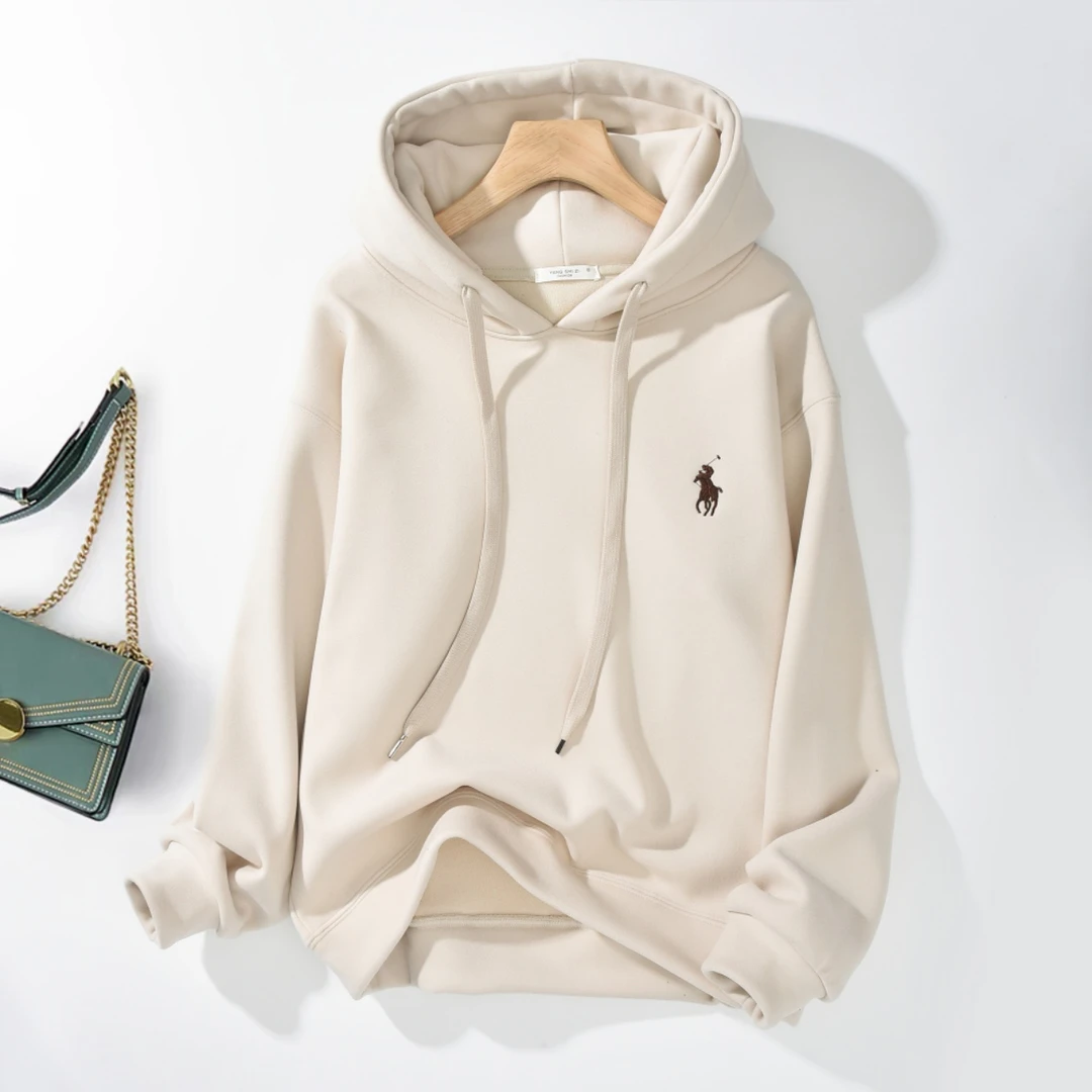 FEI ER外贸2024新款加绒加厚休闲百搭小马刺绣宽松卫衣-215