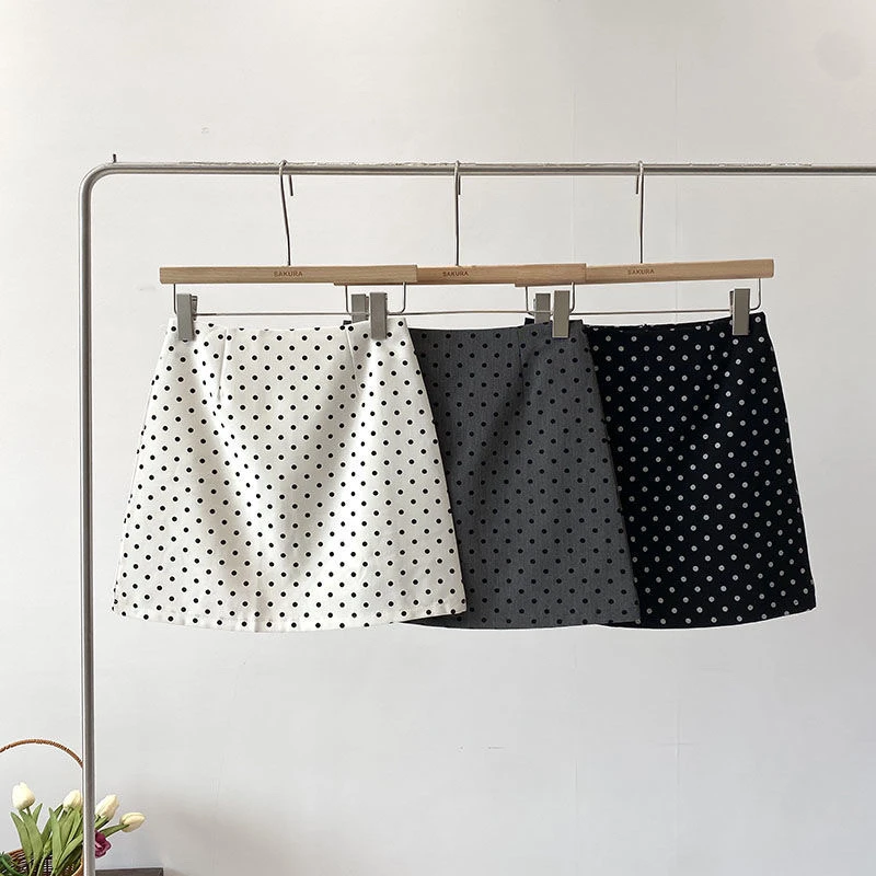 2024新款春夏半裙小个子裙子A字短裙法式波点女高腰装半身裙