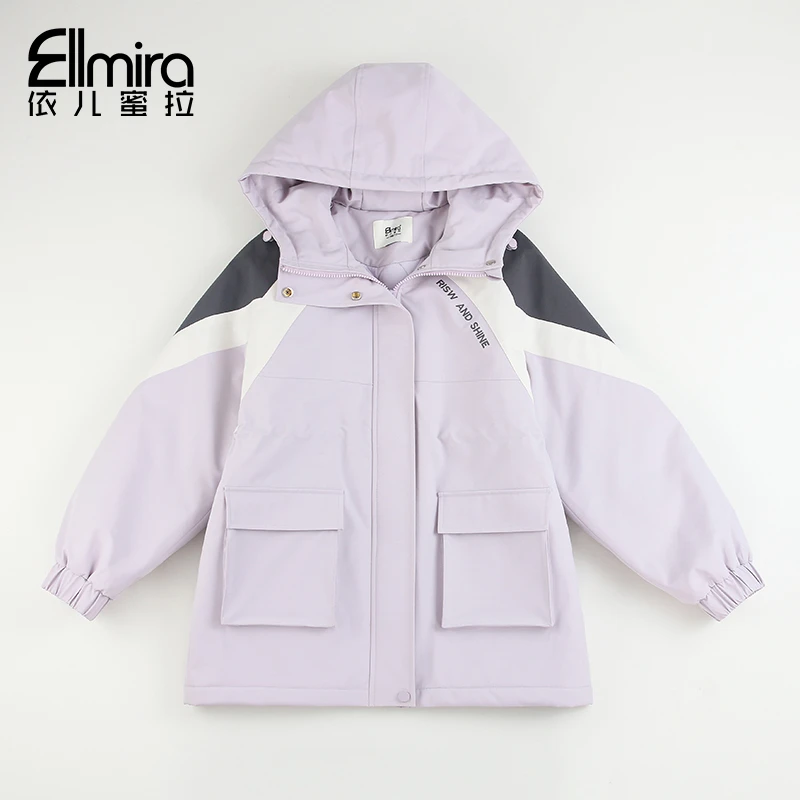 8729女童冲锋衣冬装加厚外套连帽儿童上衣2024新款中大童洋气潮流