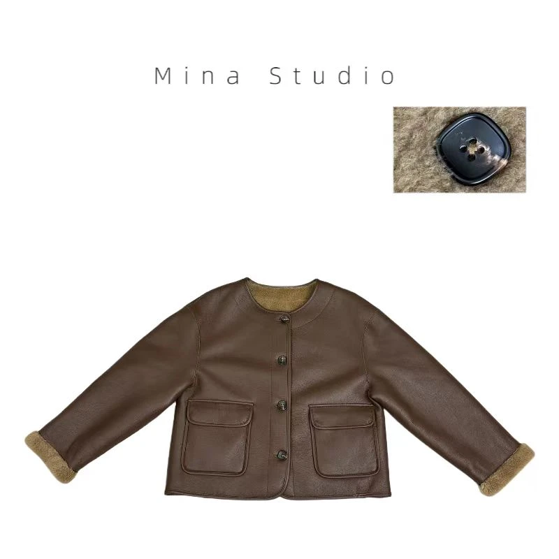〖休闲外套〗Mina年末福利特惠  复古气质百搭羊毛两面穿外套