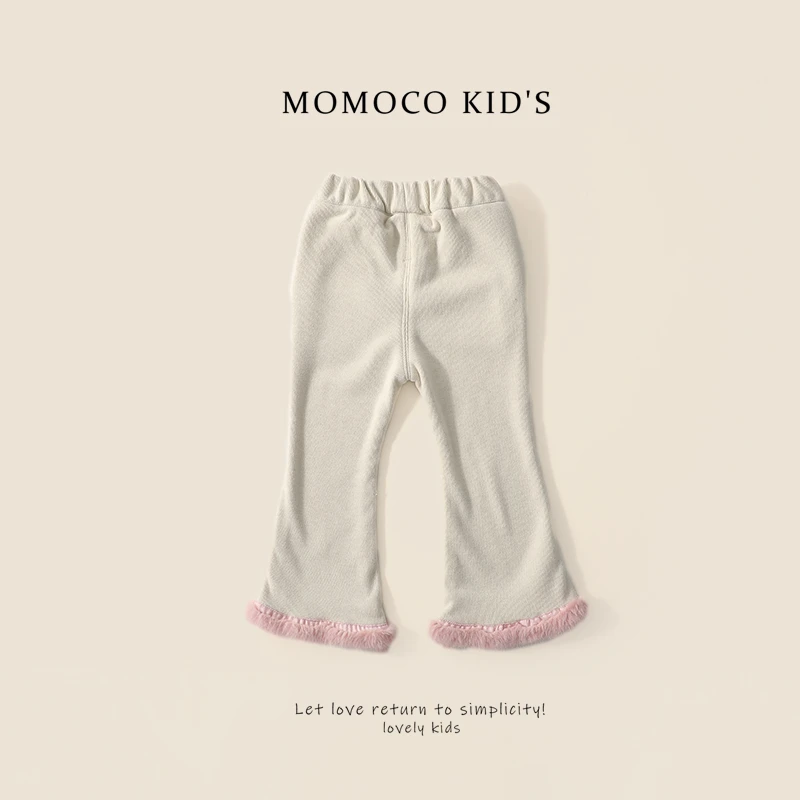 MOMOCO-新款潮流加厚女宝花边时尚女童毛边喇叭裤76880358202