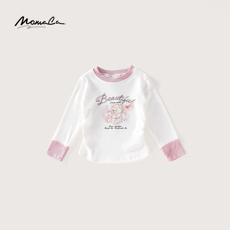 MOMOCO秋季新款时尚女童可爱小熊甜美长袖T恤75730235023