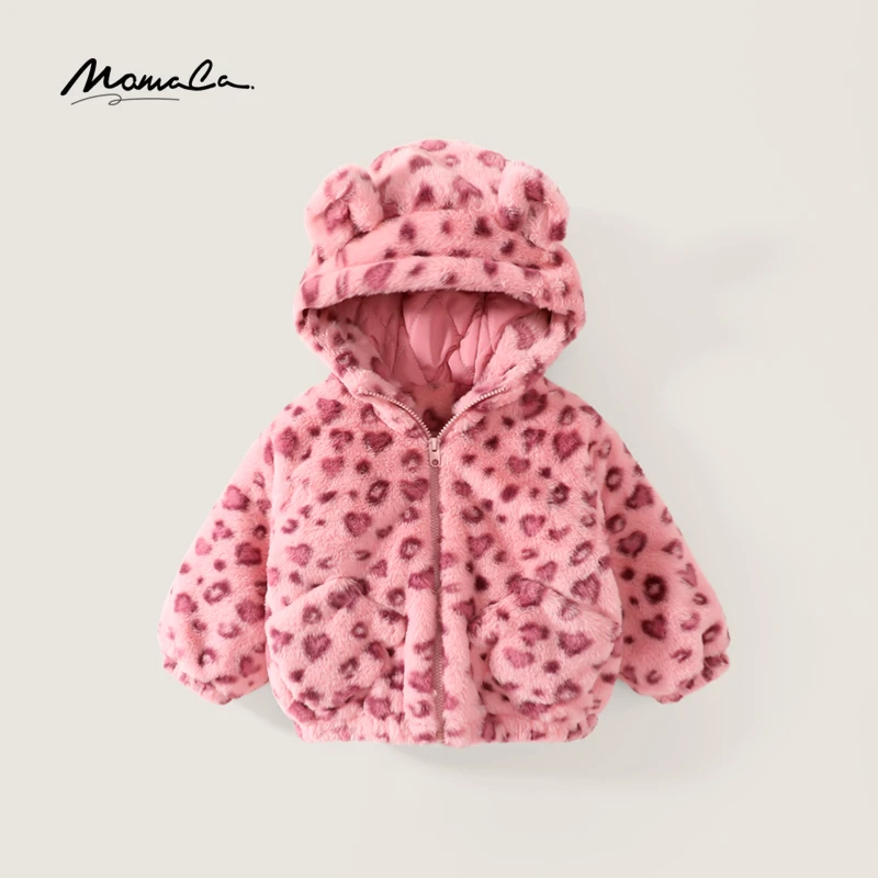 MOMOCO冬季新款女童时尚甜美爱心连帽毛毛外套75830123043