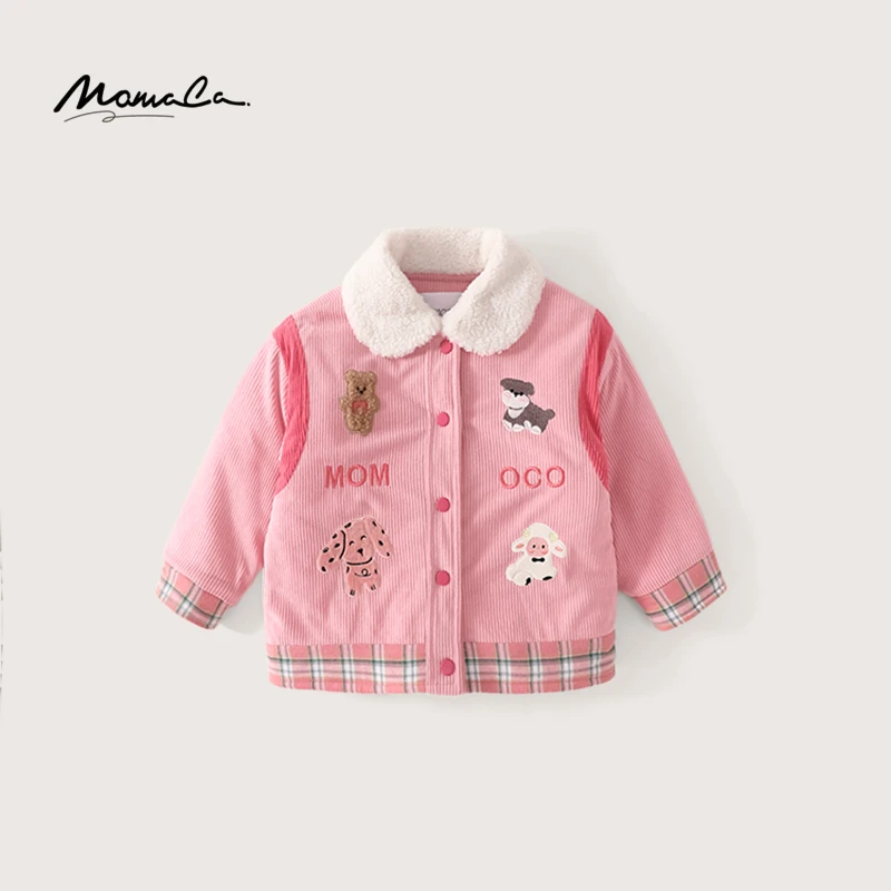 MOMOCO冬季女童小香风上衣时尚粉色百搭韩版加棉外套75880125012