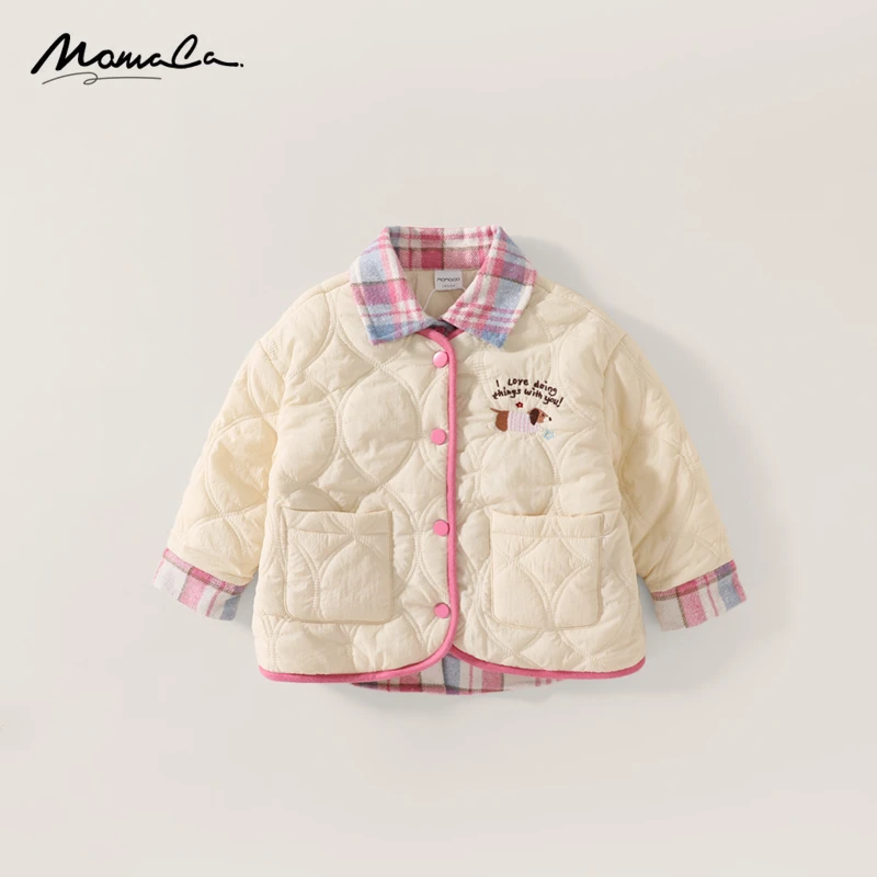 MOMOCO冬季新款女童可爱小狗韩版假两件棉服75880101001