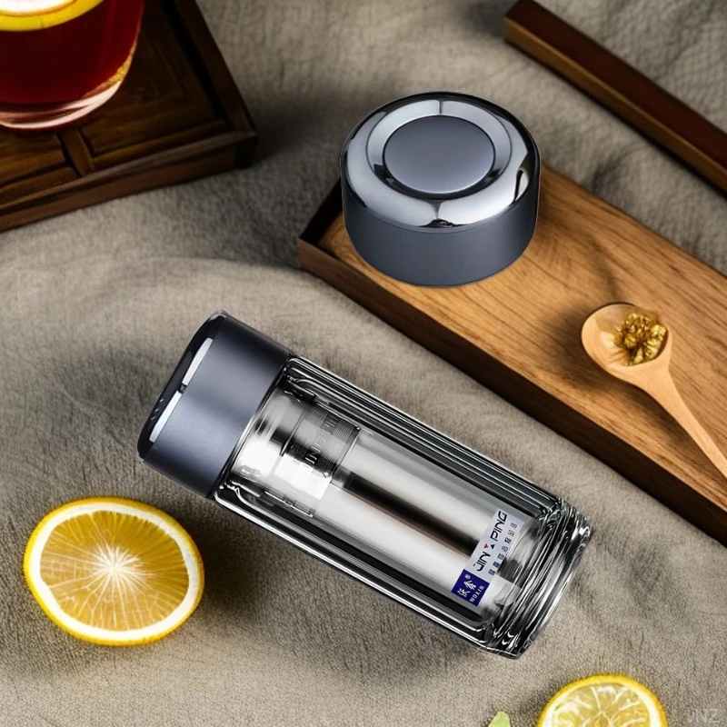 防爆载便携硅耐高温加厚小巧玻璃杯双层泡茶杯商用车水杯硼高男士