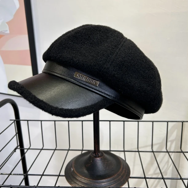 夕慕女士羊羔绒八角帽女秋冬季保暖复古鸭舌帽百搭八角