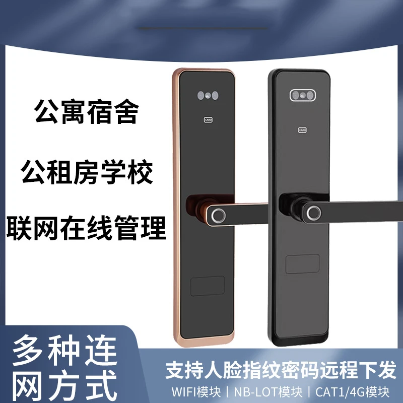 学校公租房联网指纹远程下发人脸433密码锁 4G CAT1门锁NB锁WIFI
