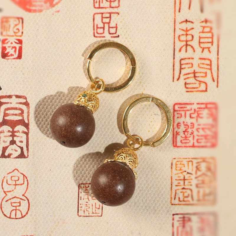 【小冠】鹅梨帐中香12mm± 古法合香珠 EH-2 天然手作手工耳坠