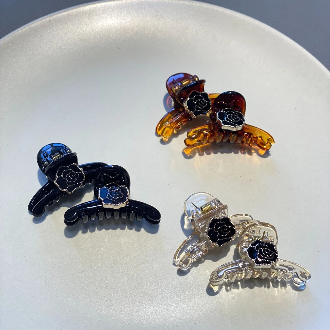 【山茶花】韩国东大门 小号精致小抓夹 小巧亚克力山茶花抓夹刘海夹