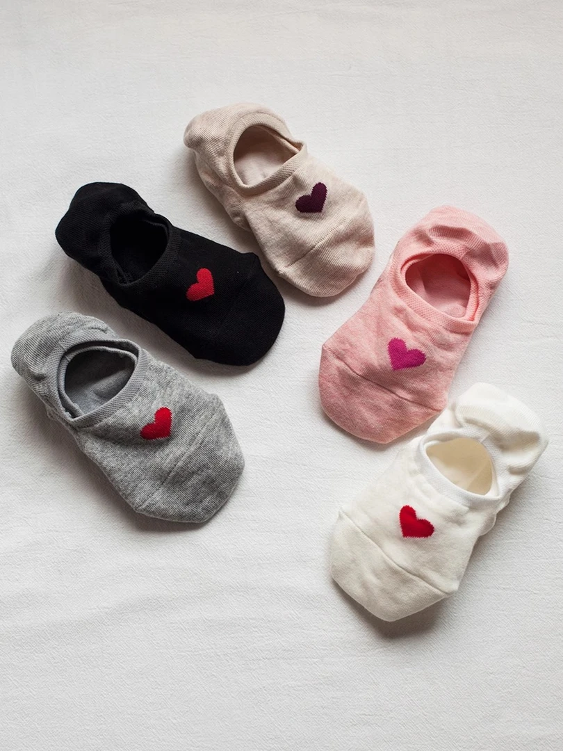 袜子女船袜夏季薄款硅胶防脱不掉跟爱心棉袜可爱日系浅口隐形袜