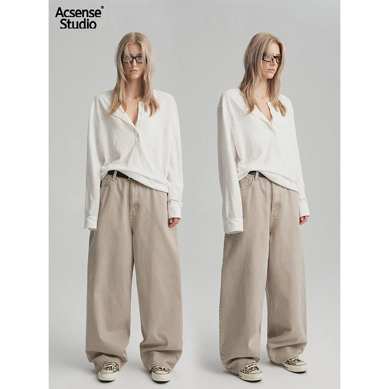 ACSENSE 亨利领松弛感门襟扣长袖tee