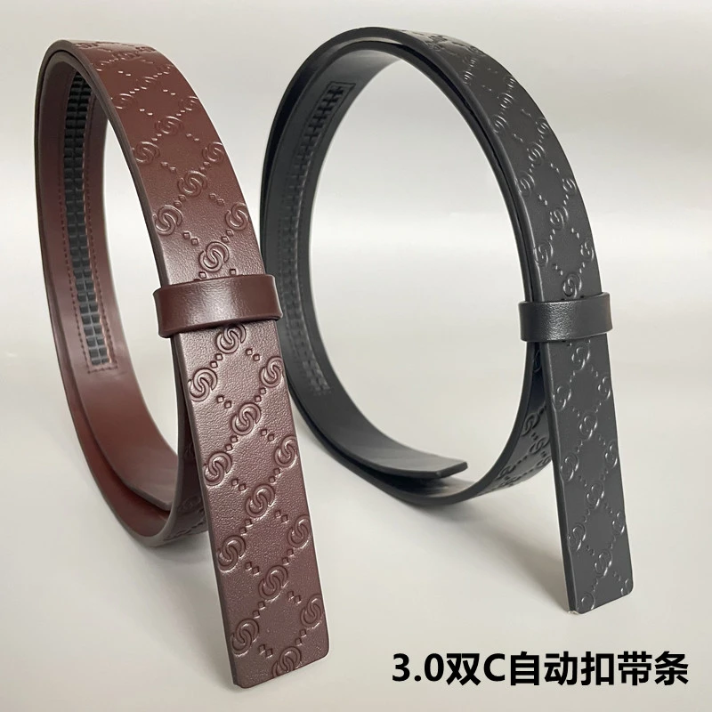 男士牛皮腰带带身不带头3.0双C自动扣皮带条时尚百搭新款头层牛皮