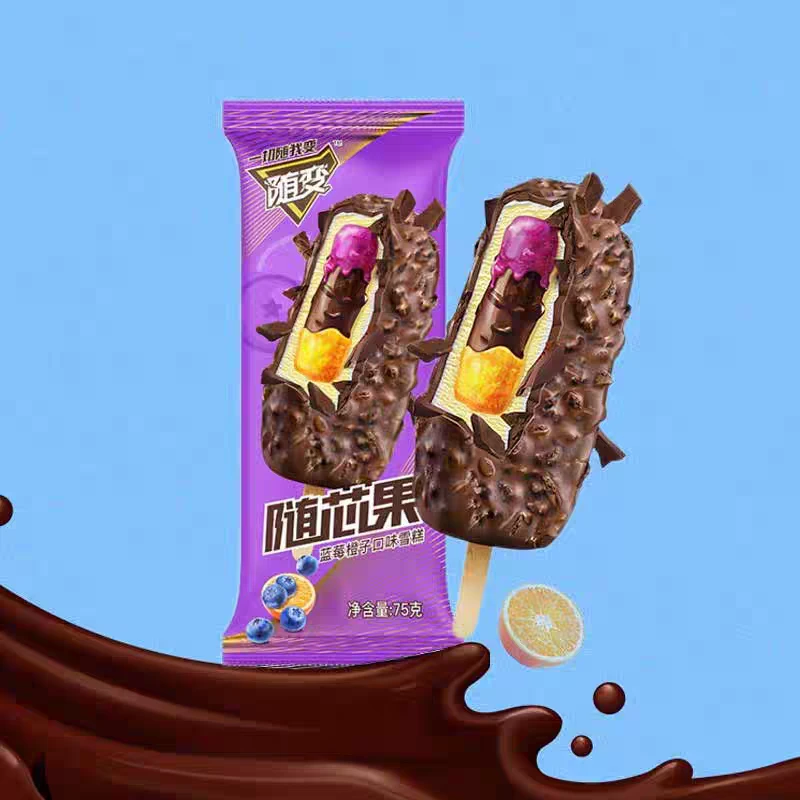 蒙牛随变随芯果蓝莓橙子口味雪糕75g/支