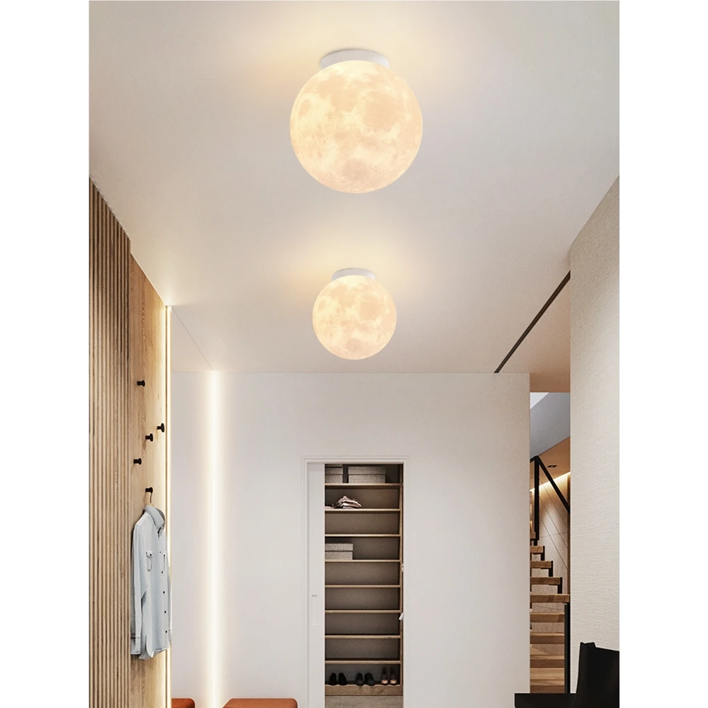 走廊过道灯月球吸顶灯北欧网红创意星球衣帽间灯简约家用阳台灯具