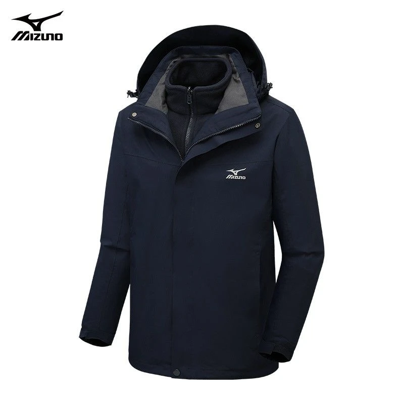 Mizuno/美津浓户外两件套三合一冲锋衣男女春秋防风防水连帽外套