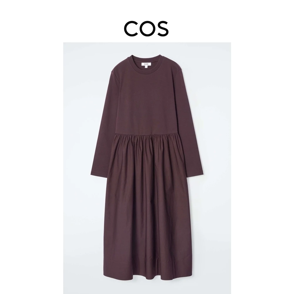 COS女装 标准版型拼接长袖针织连衣裙长款穿搭新款1259516002