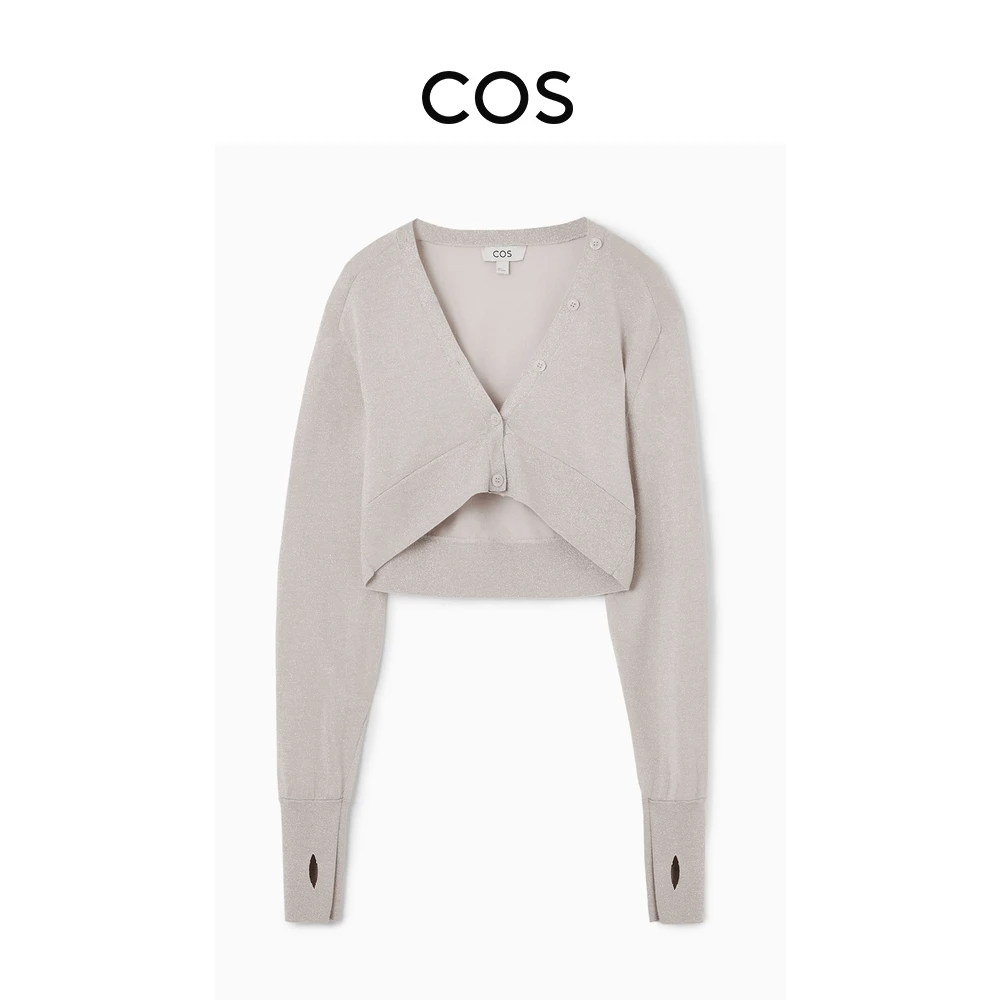COS女装 标准版型短款羊毛混纺薄款针织开衫长袖新品1228237003