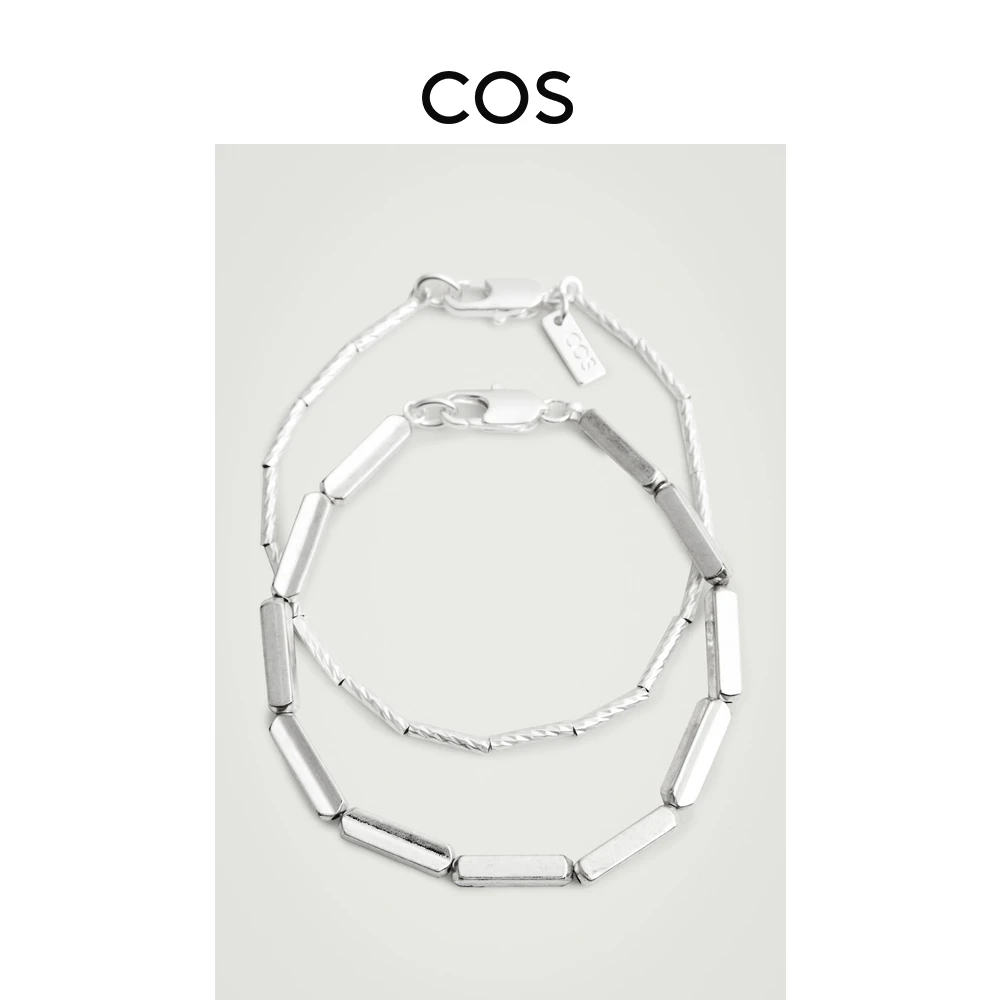 黄铜手链 COS男士 2件装镀色锁链结手环组银色1244839001