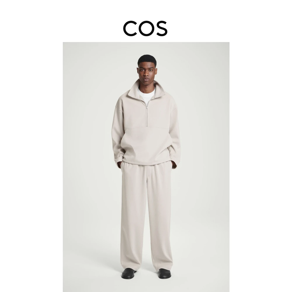 COS男装 休闲版型直筒灯芯绒松紧腰边长裤2024秋冬新品1241678001