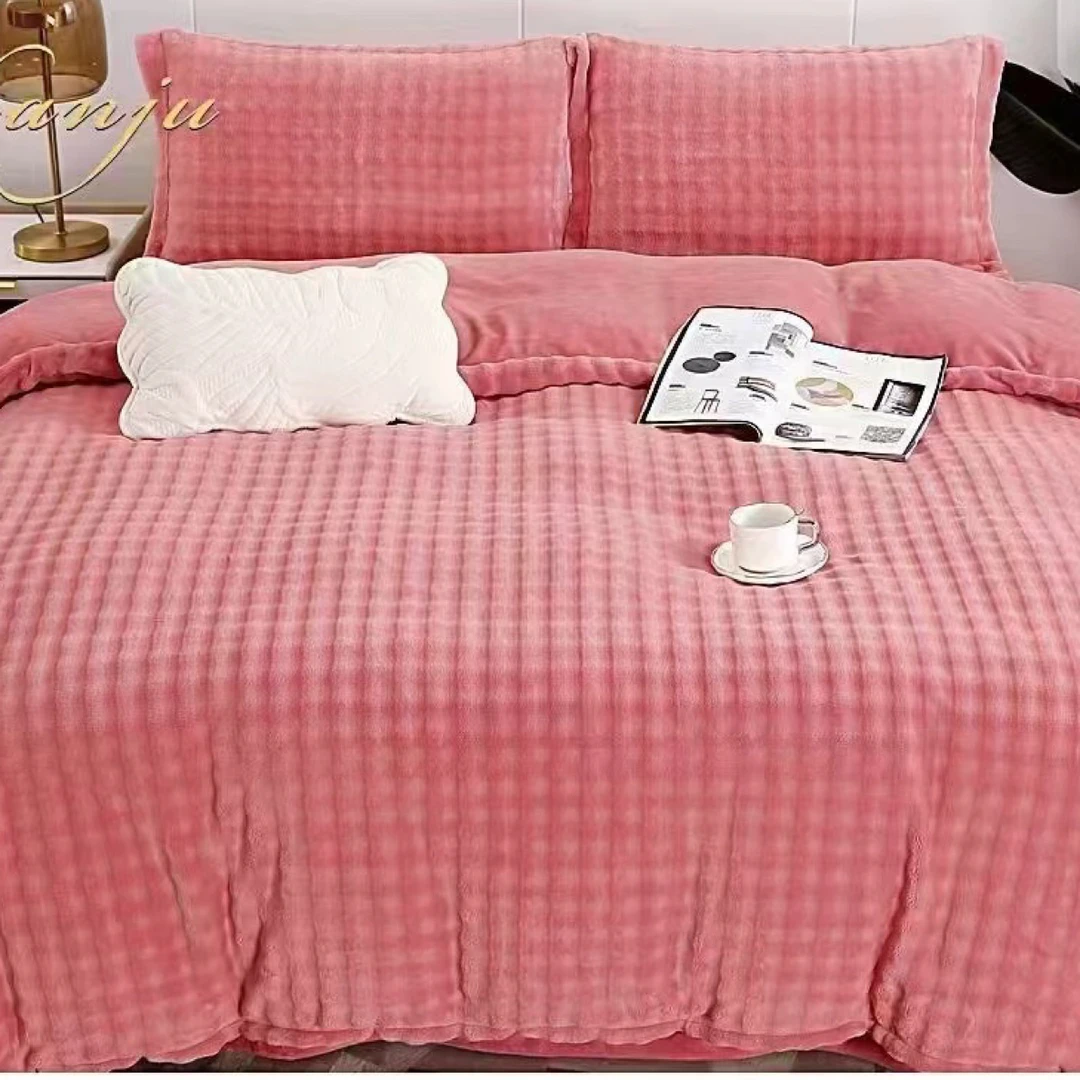 牛奶绒高克重全消光四件套 保暖简约 纯色加绒