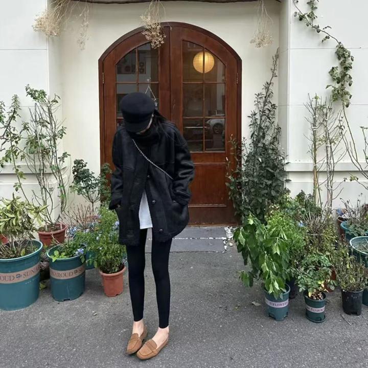加厚皮毛一体短款立领外套女2024冬季新款时尚洋气保暖复古机车服