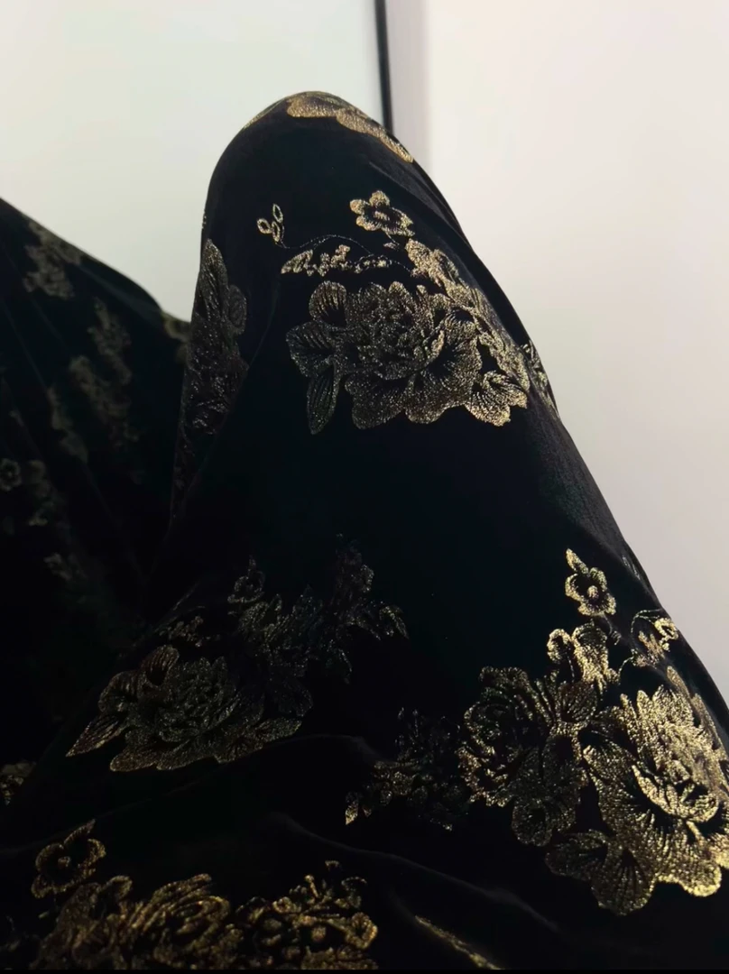 【鎏金岁月】140门幅 烫金真丝丝绒面料 （无退换）