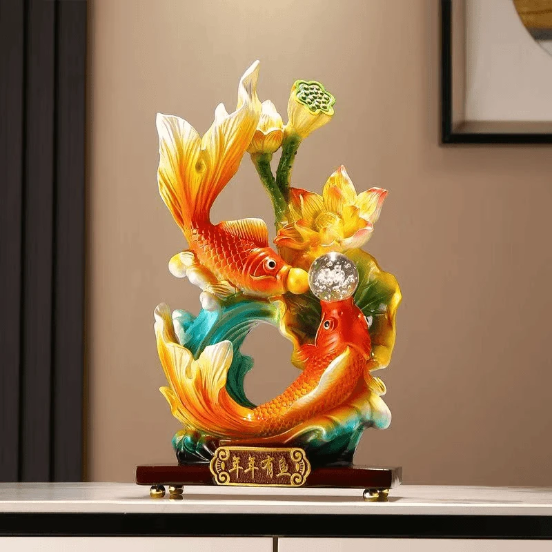 新款年年有余摆件金鱼摆设双鱼酒柜博古架电视柜装饰送祝福送礼