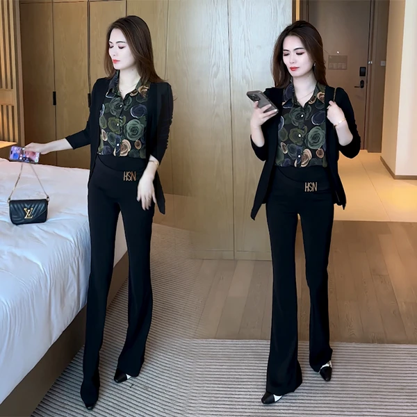 【季颜品牌】假两件针织开衫女时尚百搭气质秋款妈妈装黑色上衣11