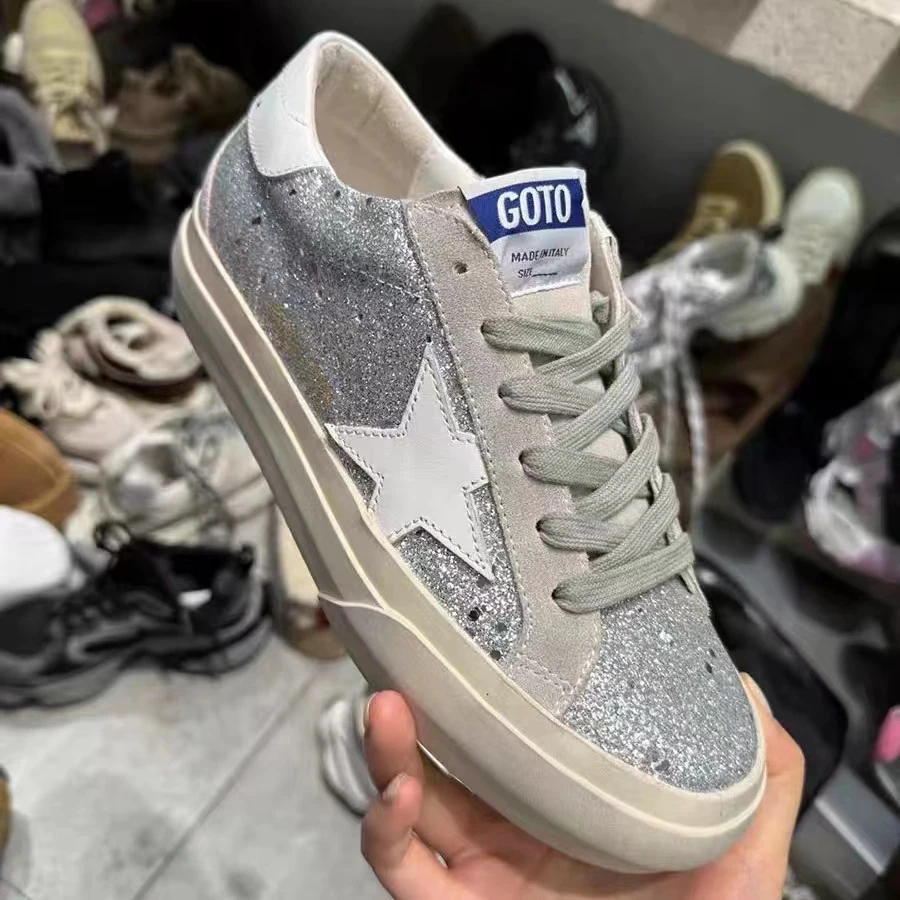 （断码清仓）诗歌兰真皮女鞋2024新品厚底系带五角星做旧板鞋运动鞋