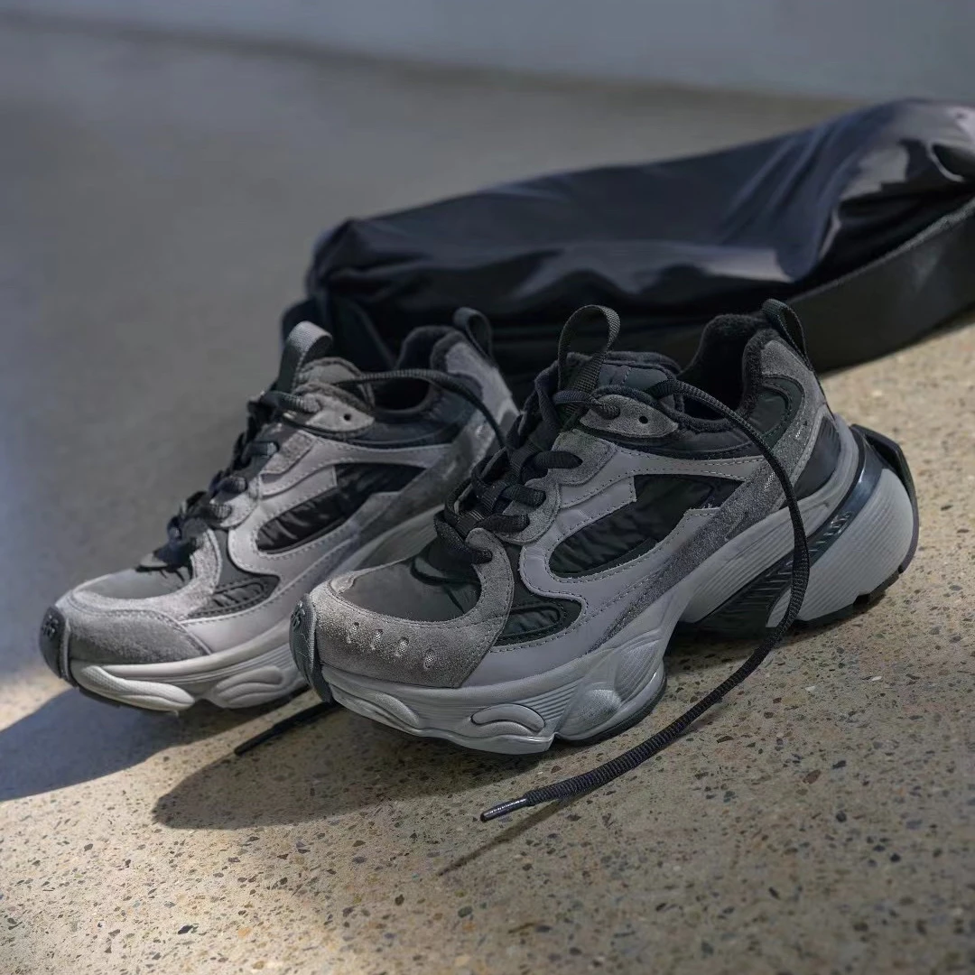 诗歌兰真皮女鞋厚底系带舒适加绒保暖百搭ins休闲运动鞋老爹鞋