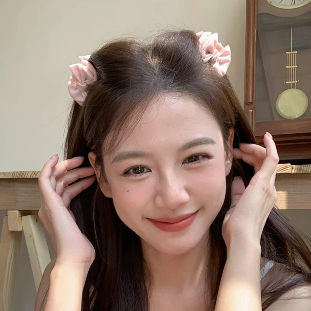 网红奶油色系缎面蝴蝶结抓夹公主头发抓小号刘海夹发爪夹子发饰