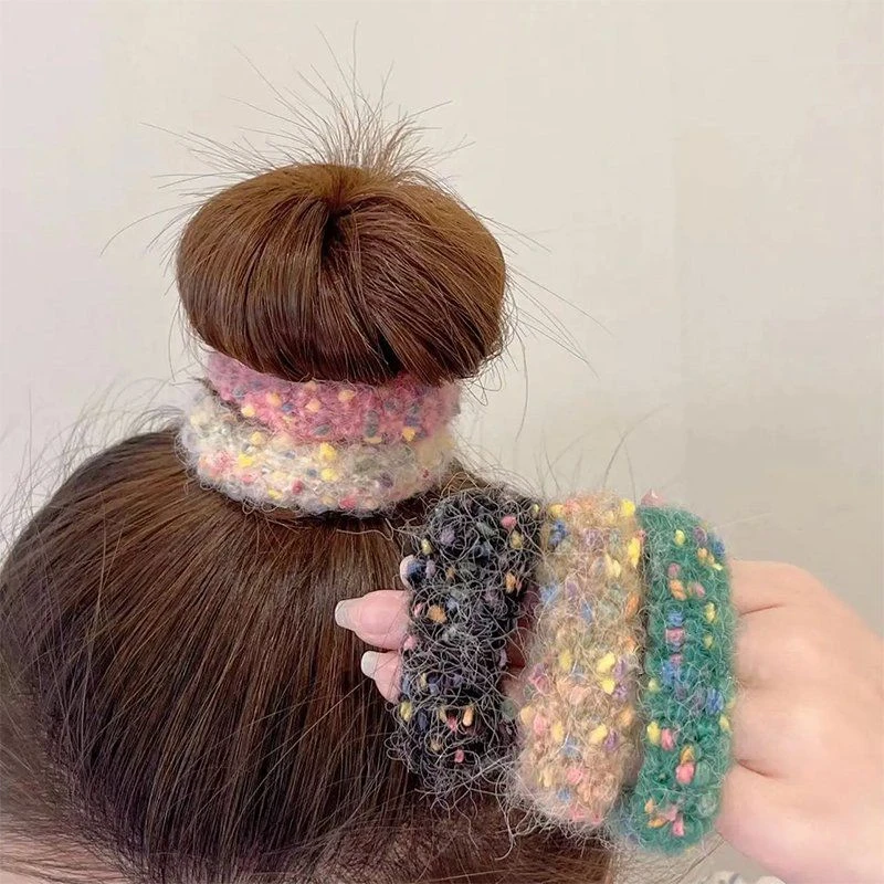 毛绒彩色大肠发圈秋冬头绳高马尾丸子头绑发绳不伤发橡皮筋女扎头
