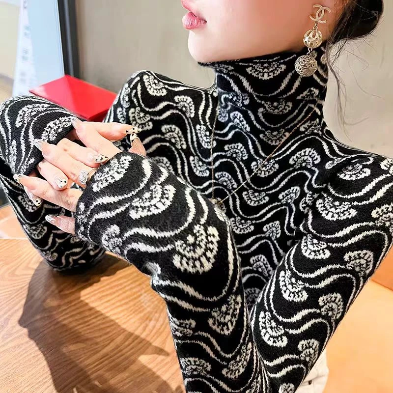 YH#高领毛针织衫冬季新款修身上衣堆堆领打底衫内搭洋气DY11798