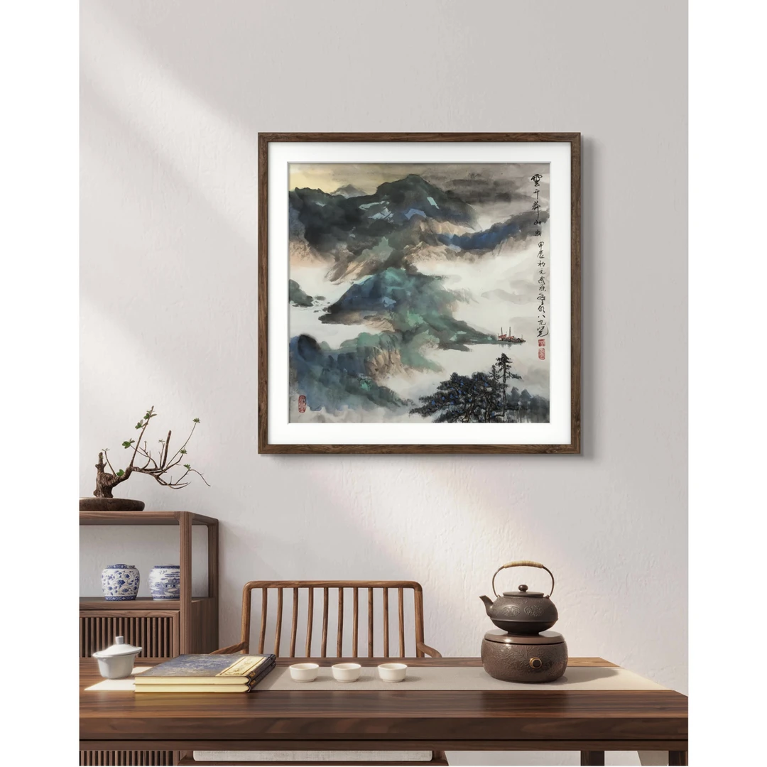 【漓江画社】沈丰明 《雲开莽山出》四尺斗方70✖️70cm 纯手绘写意山水