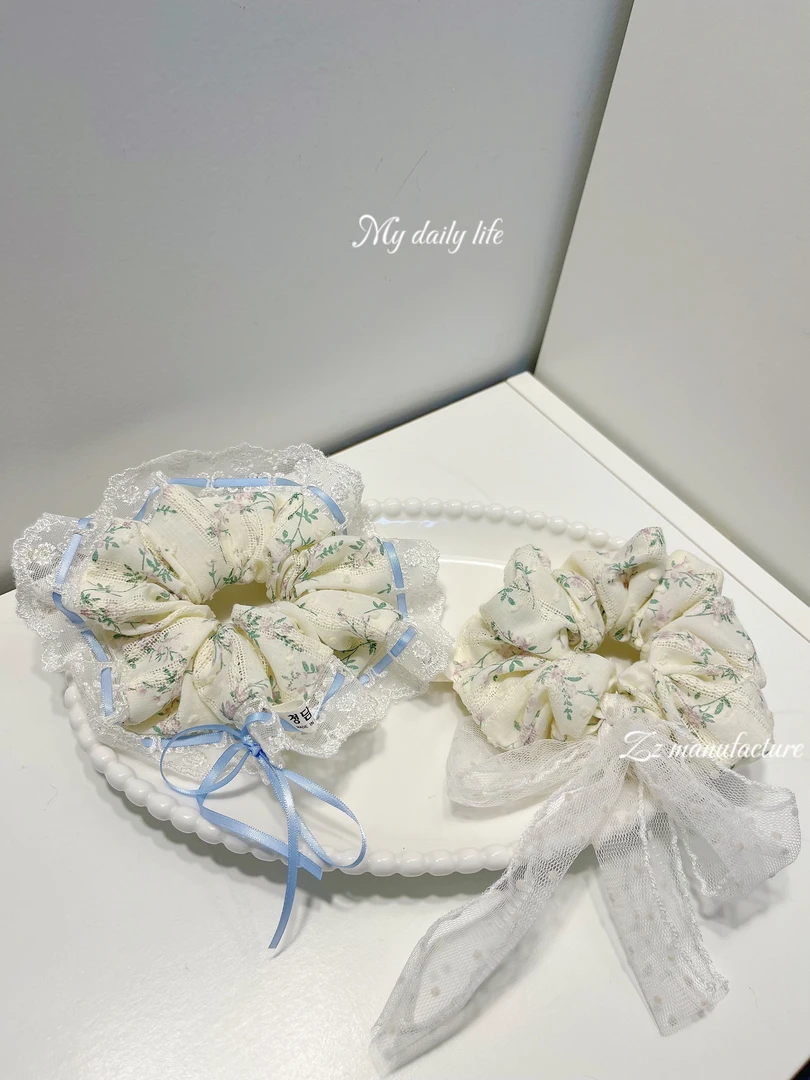 糖小宝精美手作发饰头饰百搭少女超仙甜美蕾丝花边碎花大肠圈