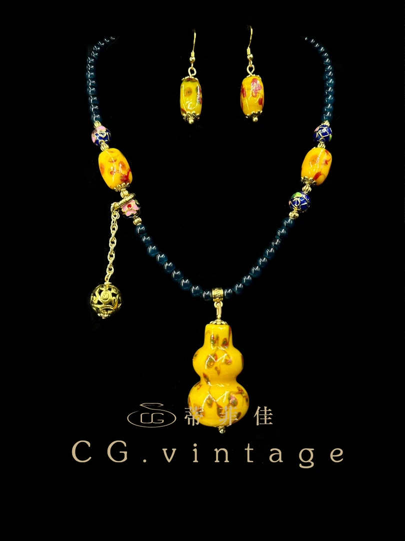 铜合金珐琅项链 CG.vintage【0224】复古时尚中式手工可爱百搭