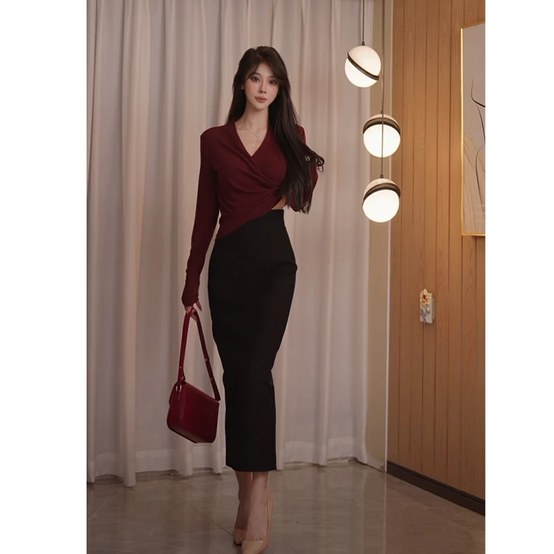 秋季长裙2025新款西装裙修身显瘦半身长裙高档优雅通勤时尚裙子