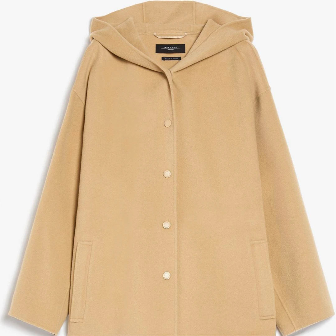 全新未使用 MaxMara 纯色连帽单排扣羊毛外套 GENNAIO