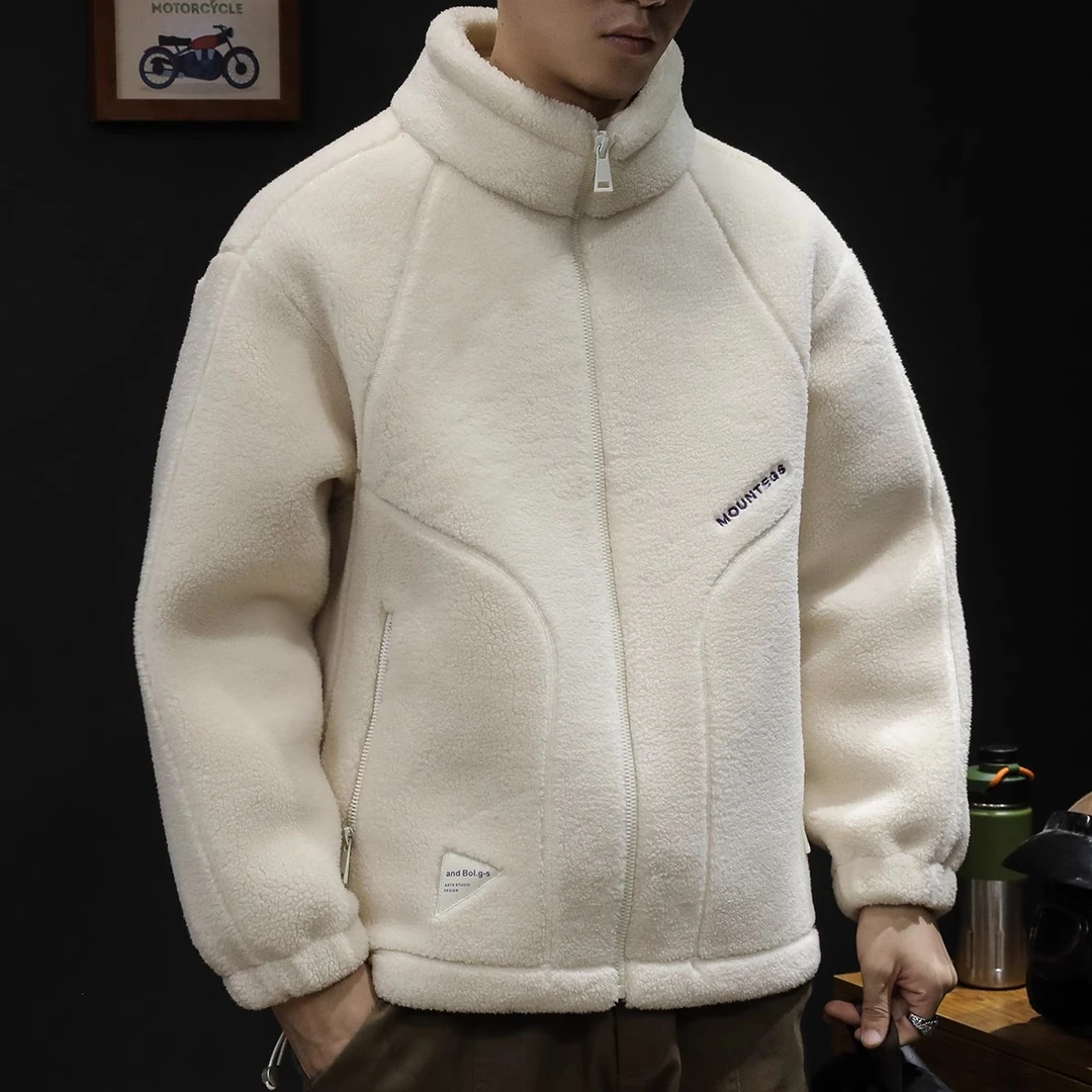 加绒ol外套男超厚2024新款冬季宽松立领加厚男士夹克秋冬衣服潮牌