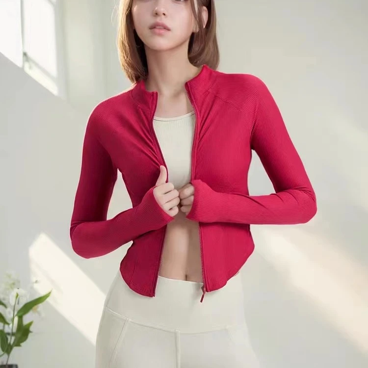 2023秋冬新款速干健身服外套女长袖拉链修身普拉提上衣塑形瑜伽服