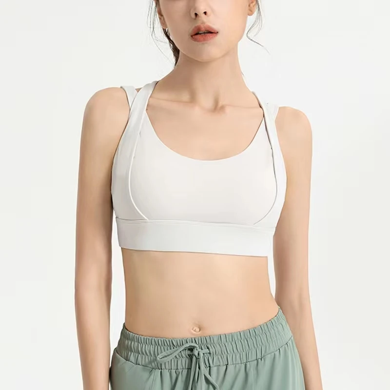 WX7030运动防震一体杯带排扣跑步瑜伽高强度支撑美背心健身上衣