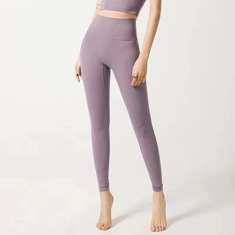 裸感无尴尬线瑜伽裤女高腰收提臀腹跑步运动紧身无痕健身裤外穿